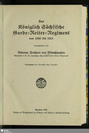 Das Königlich Sächsische Garde-Reiter-Regiment von 1880 bis 1918