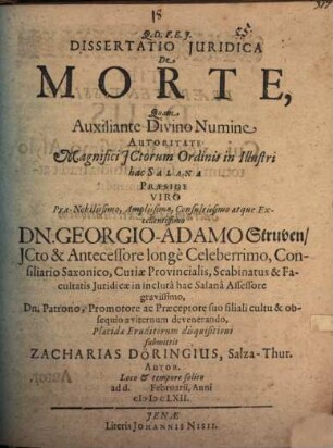 Dissertatio juridica de morte