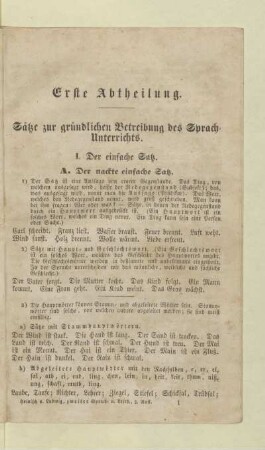 I. Der einfache Satz