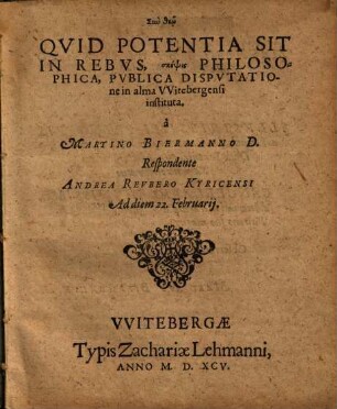 Qvid Potentia Sit In Rebvs, skepsis Philosophica