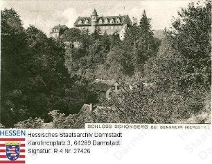 Schönberg an der Bergstraße, Blick über das Schönberger Tal auf das Schloss