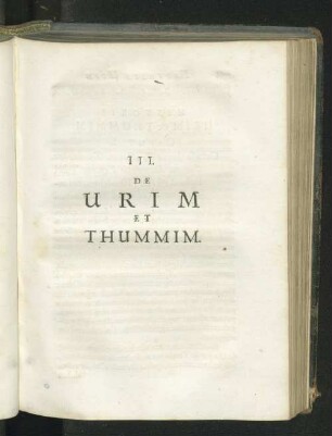 III. De Urim et Thummim.