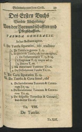 Des Ersten Buchs Vierdte Abtheilung, Von den Vormundschafften und Pflegschafften.