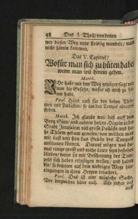 Das V. Capittel. Wofür man sich zu hüten habe/ wenn man wil hinein gehen.