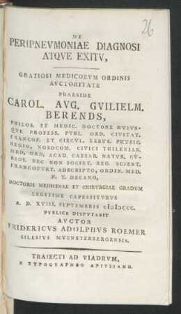 De Peripneumoniae Diagnosi Atque Exitu