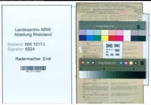 Entnazifizierung Emil Radermacher , geb. 26.11.1914 (Kriminalbeamter)