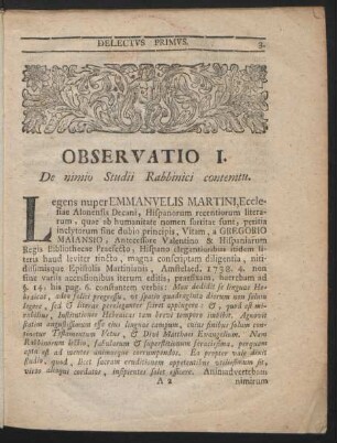 Observato I. De nimio Studii Rabbinici contemtu
