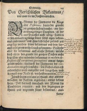 Von Gerichtlichen Bekantnus/ und was die im Rechten wircken.
