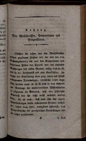 Anhang. Von Verhältnissen, Proportionen und Progressionen.