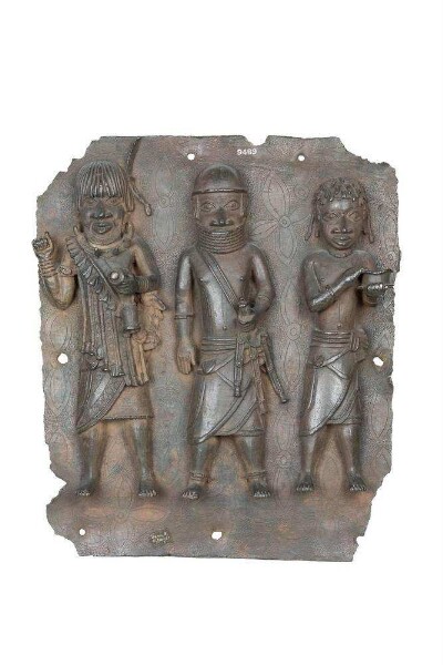 Relief plate: Dignitaries and companions