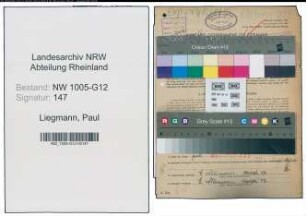 Entnazifizierung Paul Liegmann , geb. 06.12.1888 (Pfoertner)