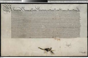 König Ferdinand I. bestätigt dem Markgrafen Johann von Küstrin die Verleihung des Wasserzolls auf Oder und Warthe. Siegel an schwarz-gelber Schnur fehlt