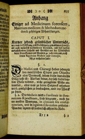 Anhang Einiger ad Medicinam forensem, Materiam medicam & Methodum medendi gehörigen Abhandlungen.
