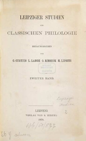 Leipziger Studien zur classischen Philologie. 2, 2. 1879