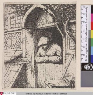 [Der Bauer in der Haustür; Peasant leaning on his doorway; L'homme appuyé sur le bas de sa porte]
