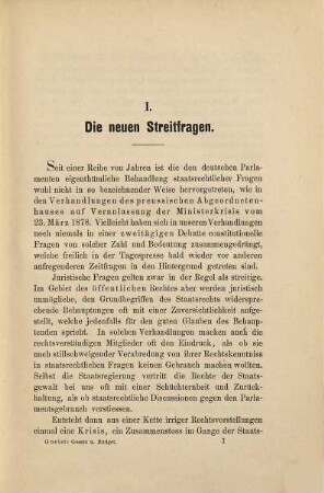 Gesetz und Budget : constitutionelle Streitfragen aus der preussischen Ministerkrisis vom März 1878