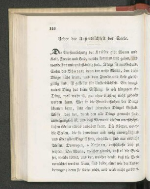 Ueber die Unsterblichkeit der Seele.