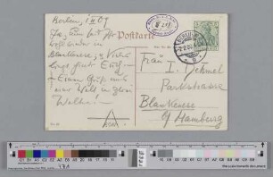 Postkarte an Ida Dehmel