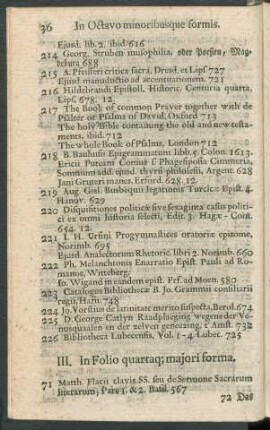 III. In Folio quartaque majori forma