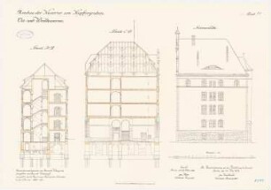 Kaserne Kaiser-Alexander-Gardegrenadier-Regiment (Am Kupfergraben), Berlin: Ostkaserne: Querschnitt, Seitenansicht 1:100