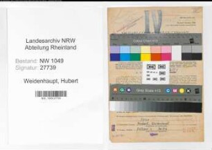 Entnazifizierung Hubert Weidenhaupt , geb. 08.01.1884 (Weichenwaerter)