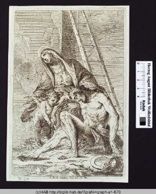 Maria mit dem toten Heiland am Fuße des Kreuzes