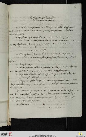 Thesensammlung: Tentamen philosophicum IV. Theologia rationalis
