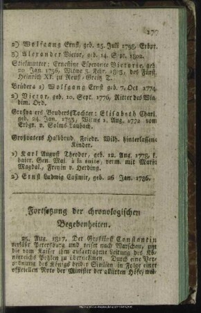 Fortsetzung der chronologischen Begebenheiten