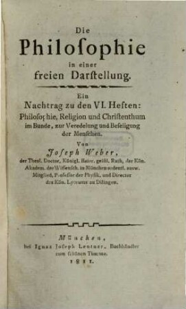 Die Philosophie in einer freien Darstellung