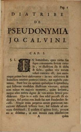Diatribe de Pseudonomia Johannis Calvini : Mit 1 Kupfer