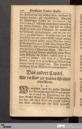 Das andere Capitel. Wie ein Kind zur wahren Weißheit anzuführen