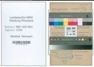 Entnazifizierung Hermann Stoetzel , geb. 12.11.1898 (Bahnsekretaer)