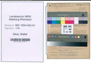 Entnazifizierung Walter Deus , geb. 26.03.1922 (Telefonist)