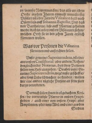 Was vor Personen die Visitation fürnemen und außrichten sollen.
