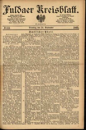 Erste Ausgabe vom Dienstag, den 24. September 1895.
