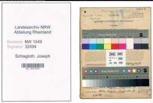 Entnazifizierung Joseph Schlagloth , geb. 28.09.1896 (Stadtbeamter)