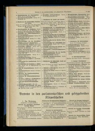 Vertreter in den parlamentarischen und gesetzgebenden Körperschaften