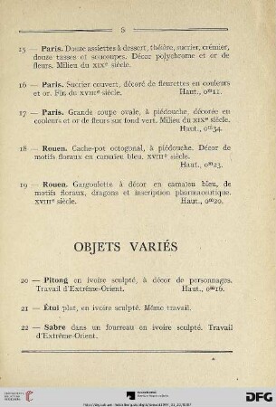 Objets Variés (Nr. 20-28)