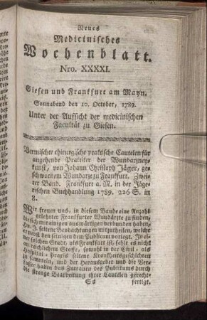 Nro. XXXXI. Sonnabend den 10. October, 1789.