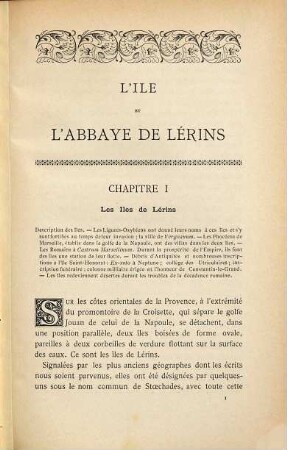 L' île et l'abbaye de Lérins : Récits et description par un Moine de Lérins. Ouvrage illustré de nombreuses Gravures