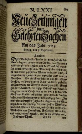 N. LXXI. Leipzig, den 3 September. - N. LXXVIII. Leipzig, den 27 September.