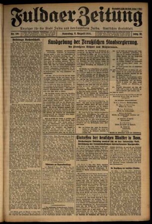 Ausgabe vom Samstag, den 08. August 1931.