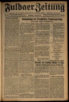 Ausgabe vom Samstag, den 08. August 1931.