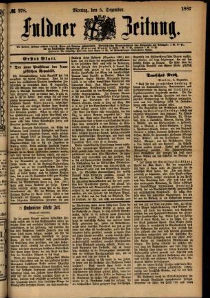 Ausgabe vom Montag, den 05. Dezember 1887.