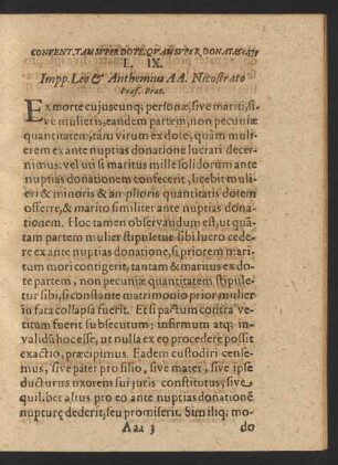 L. IX. Impp. Leo [et] Anthemius AA. Nicostrato Praef. Praet.