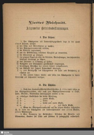 Vierter Abschnitt. Allgemeine Betriebsbestimmungen