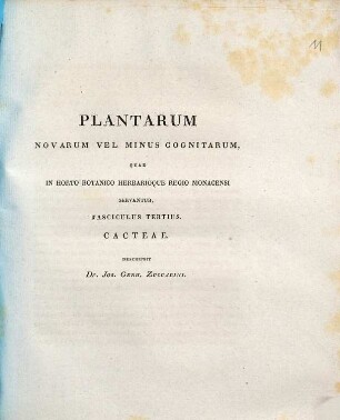 Plantarum novarum vel minus cognitarum quae in horto botanico herbarioque regio Monacensi servantur. 3, Cacteae