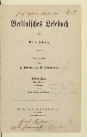 Teil 1 (Unterstufe), [Schülerband]: [Teil 1 (Unterstufe), [Schülerband]]