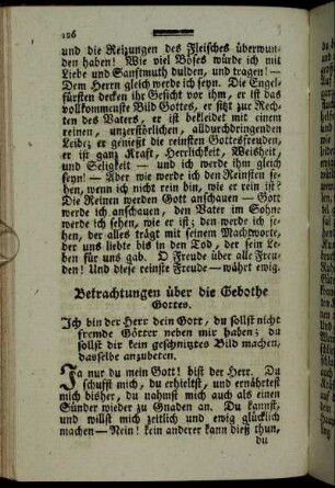 Betrachtungen über die Gebothe Gottes. - Von den Kirchen Gebothen.