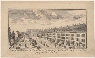 Dresden-Friedrichstadt, Blick auf die Schäferstraße mit der königliche Schäferei rechts und dem Löbtauer Schlag Bildmitte